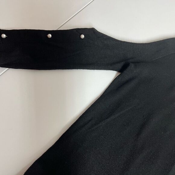 Anna Field Open-shoulder Sweater Black with White Faux Pearls Size XS/ 34 EU - Picture 9 of 14